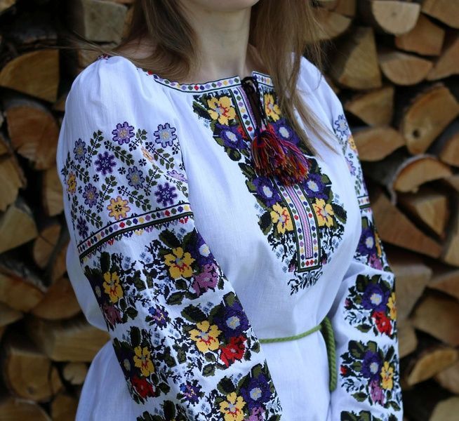 Неймовірно красива вишиванка, жіноча вишивана блузка на домотканому полотні (Арт. 02666) 02666 фото