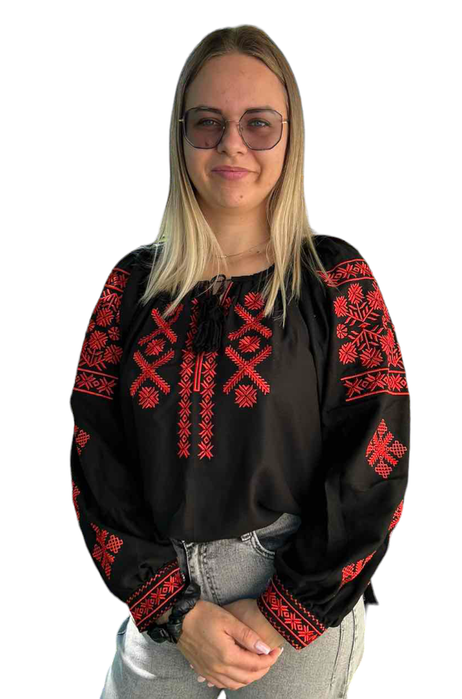Вишиванка, жіноча вишивана блузка на чорному домотканому (Арт. 03334) 03334 фото