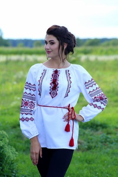 Вишиванка ручної роботи, жіноча вишита на льоні (Арт. 02062) 02062 фото