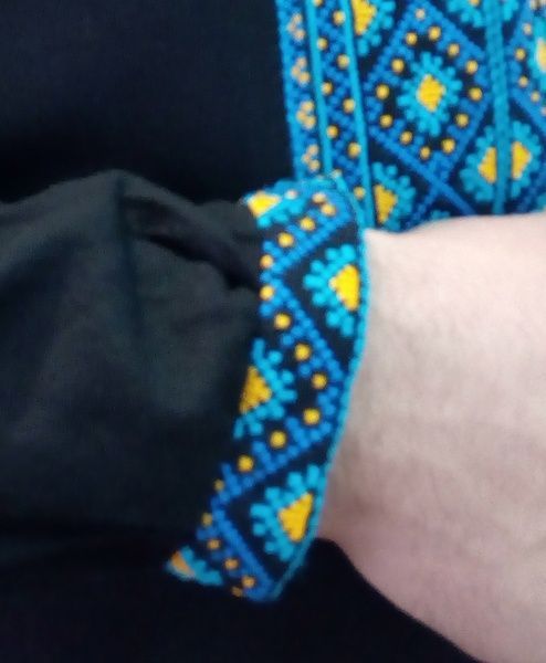 Вишиванка ручної роботи,чоловіча синіми та жовтими нитками (Арт. 01767) 01767 фото