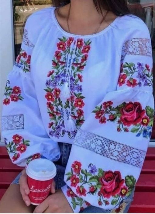 Вишиванка, жіноча вишивана блузка на домотканому полотні "Мережка" (Арт. 03016) 03016 фото