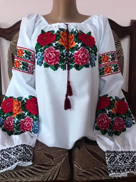 Неймовірно красива вишиванка, жіноча вишивана блузка на домотканому полотні "Буковинська" (Арт. 02198) 02198 фото