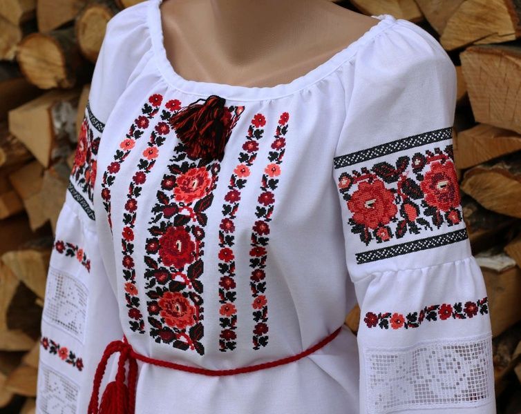 Вишиванка, жіноча вишивана блузка на домотканому полотні "Мережка" (Арт. 03024) 03024 фото
