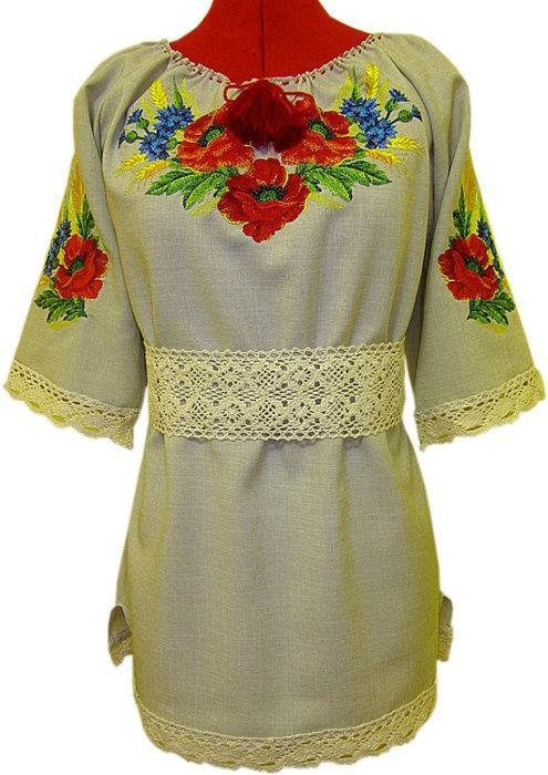 Вишиванка, жіноча туніка з квітами (Арт. 00424) 00424 фото