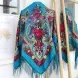 Хустка в народному стилі "Квіти Полісся" Темна бірюза 616012 PSH-616012 фото 2