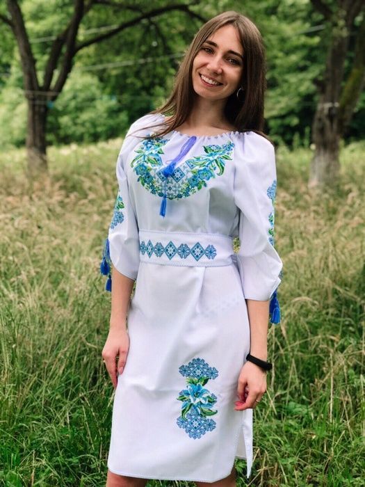 Вишиванка, жіноча вишивана сукня з квіткоми та геометричним узором (Арт. 02331 02331 фото