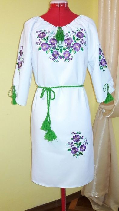 Вишиванка жіноча, сукня вишивана з квітами (Арт. 01539) 01539 фото