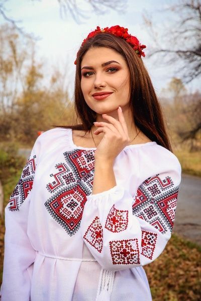Неймовірно красива вишиванка, жіноча вишивана блузка на домотканому полотні (Арт. 02186) 02186 фото